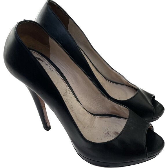 Prada Black Peep-Toe Heels - Picture 7 of 11